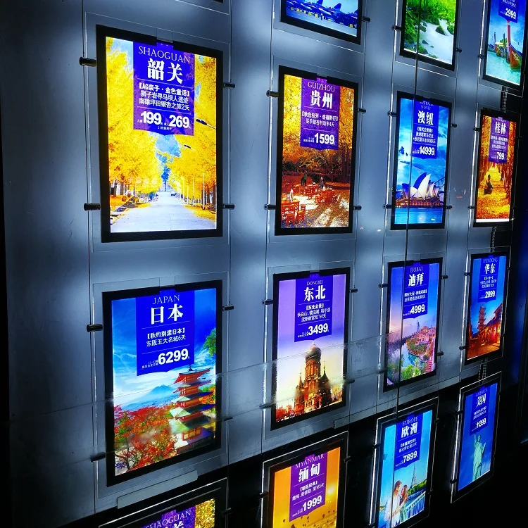
LED backlit picture frame illuminated poster acrylic crystal slim light box for real estate agent 