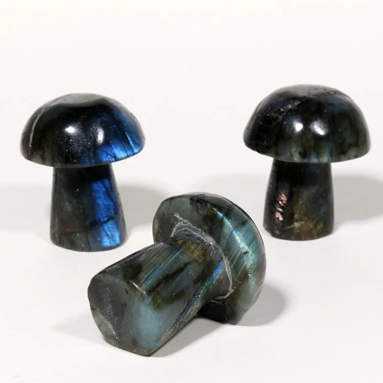 Natural Labradorite Carved Crystal Mushroom Gemstone Mushroom 1 pack contain 10 pieces