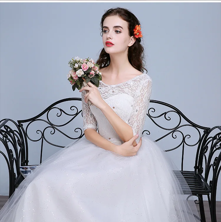 
2017 Plus Size Princess Ball Gown Bridal Dress Lace Wedding Dress with Sleeve 