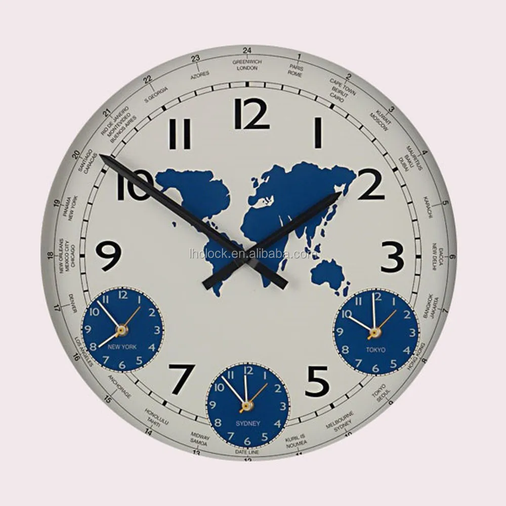 world wall clock three time zone wall clock
