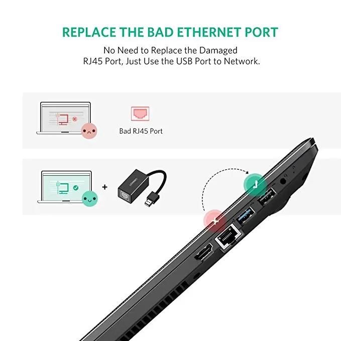 LBT Black RJ45 to Usb 2.0 Adapter for Tablet Ethernet Adapter USB 2.0 to 10/100 Network RJ45 Lan Wired Adapter