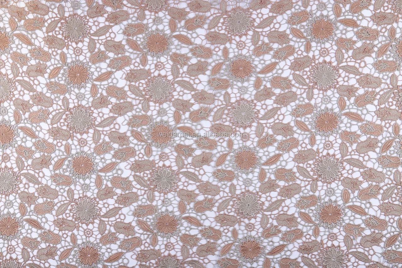 
Lace fabric gold African 120-140cm cord wedding dress embroidered lace fabric 