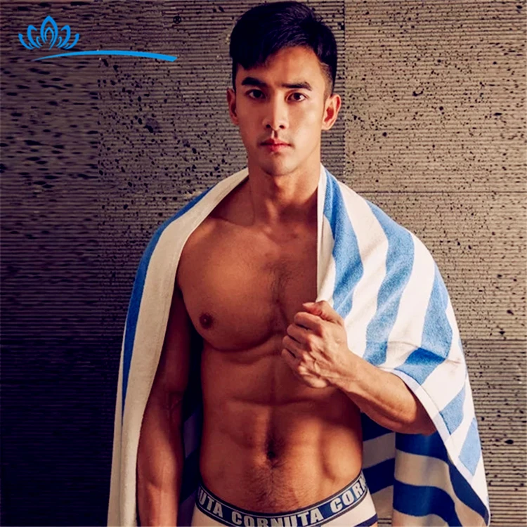 
Stripe Beach Towel Wholesale Blue White Striped Beach Cotton Hotel Bath Towel 