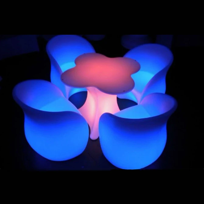 
Garden club party cocktail bar table set RGB LED table led chairs led outdoor glow furniture 