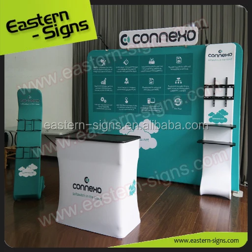 Tradeshow Booth Tension Fabric Display Backdrop TV Stand Display