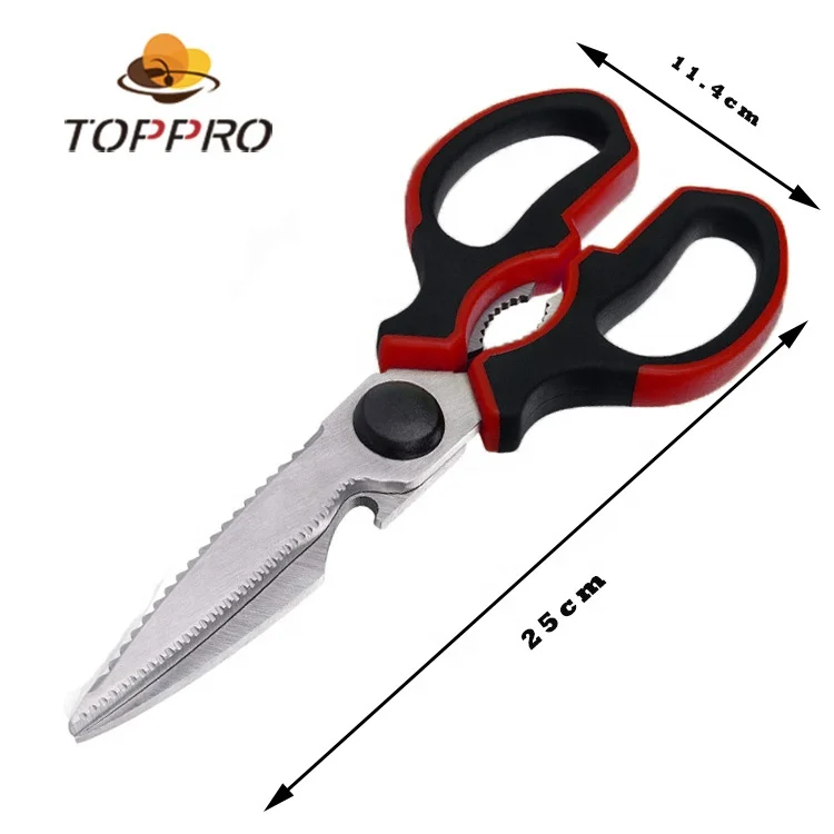 
toppto TPR handle Multi Stainless steel purpose chicken bone kitchen scissors shear 