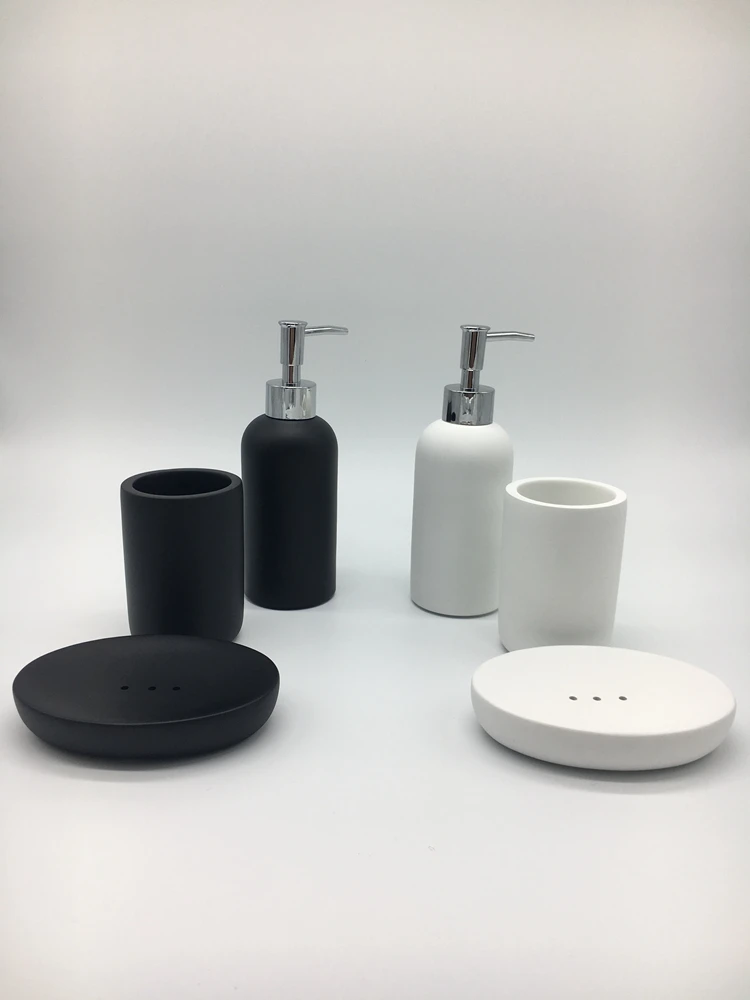 Современные оптовые черные наборы для ванной из смолы, аксессуары для ванной комнаты в отеле