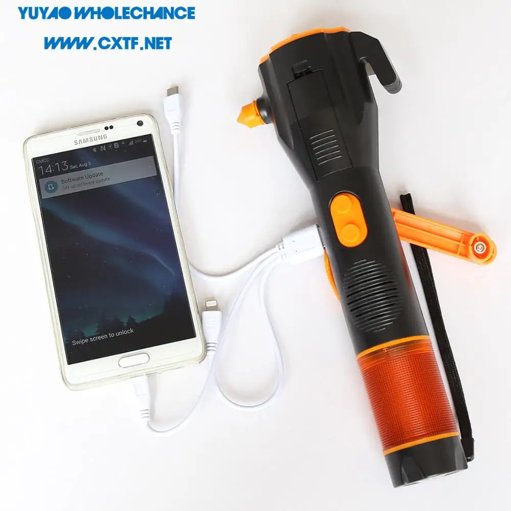 Multifunctional Hand Crank Swing 3.7v Rechargeable LED Dynamo Car Flashlight