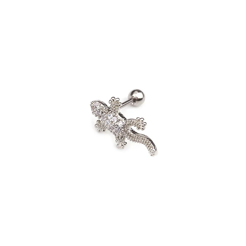 20g (0.8mm) Stainless Steel Bar With Cz Snake Gecko Cartilage Helix Piercing Jewelry Rook Conch Tragus Screw Back Earring Stud