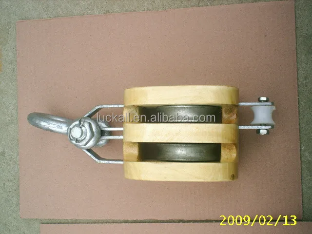 Regular Wooden Block Single Sheave Triple Sheave Double Sheave With SHACKLE PULLEY
