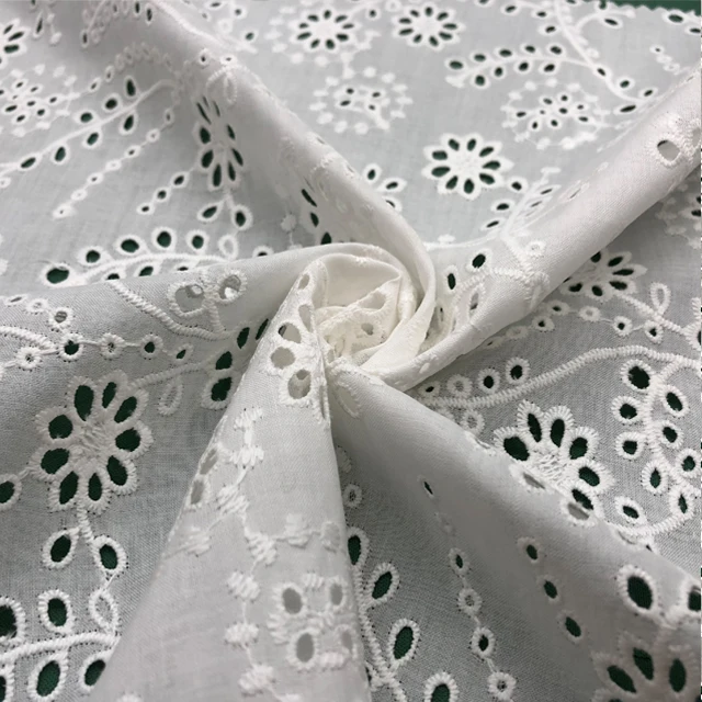 HA-16305 Factory price embroidery voile white net cotton textiles 100% cotton all over eyelet fabric design