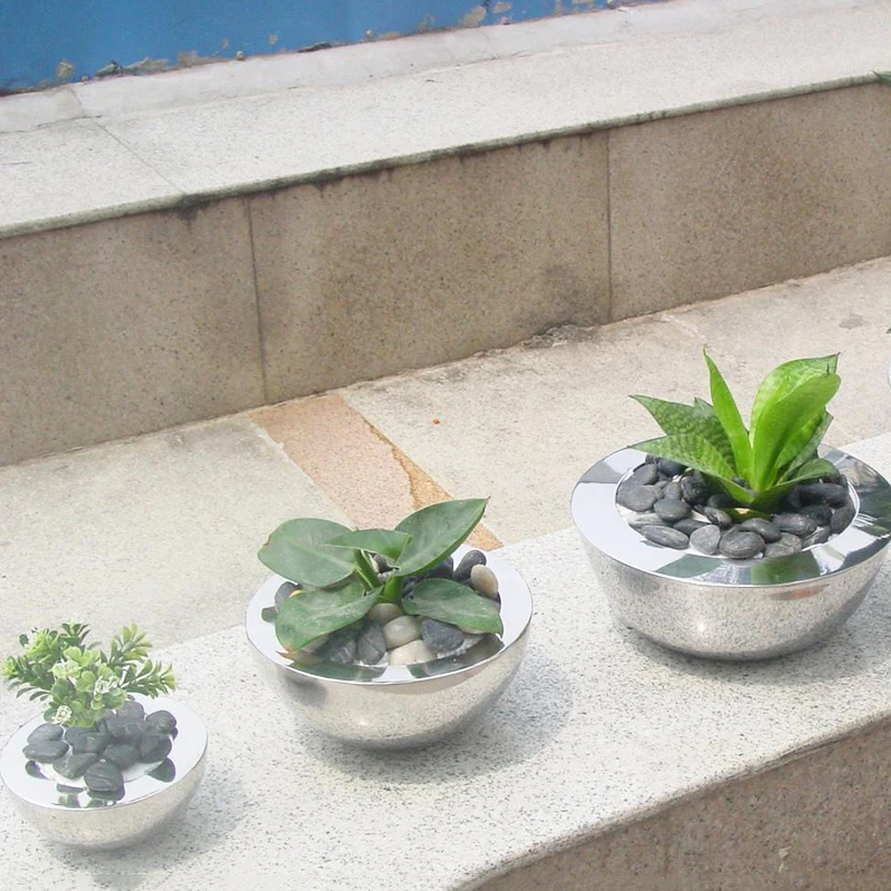 Stainless steel flower pot with bracket for decorating garden pots garden supplies