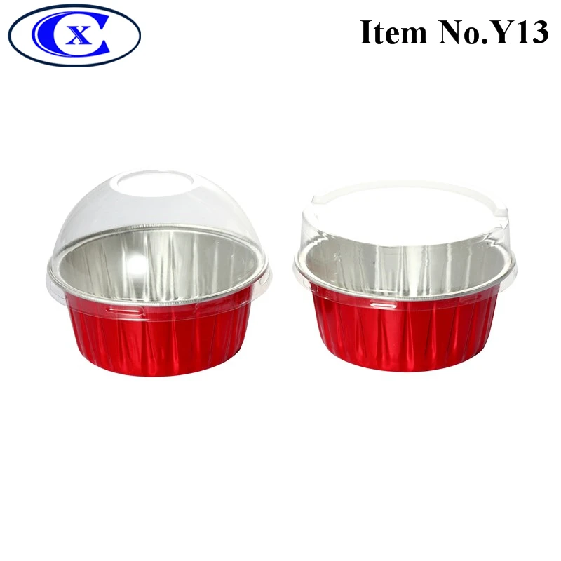 Disposable custom colorful christmas party muffin cups yogurt dessert cupcake cases round 125ml aluminum foil cup cake with lid