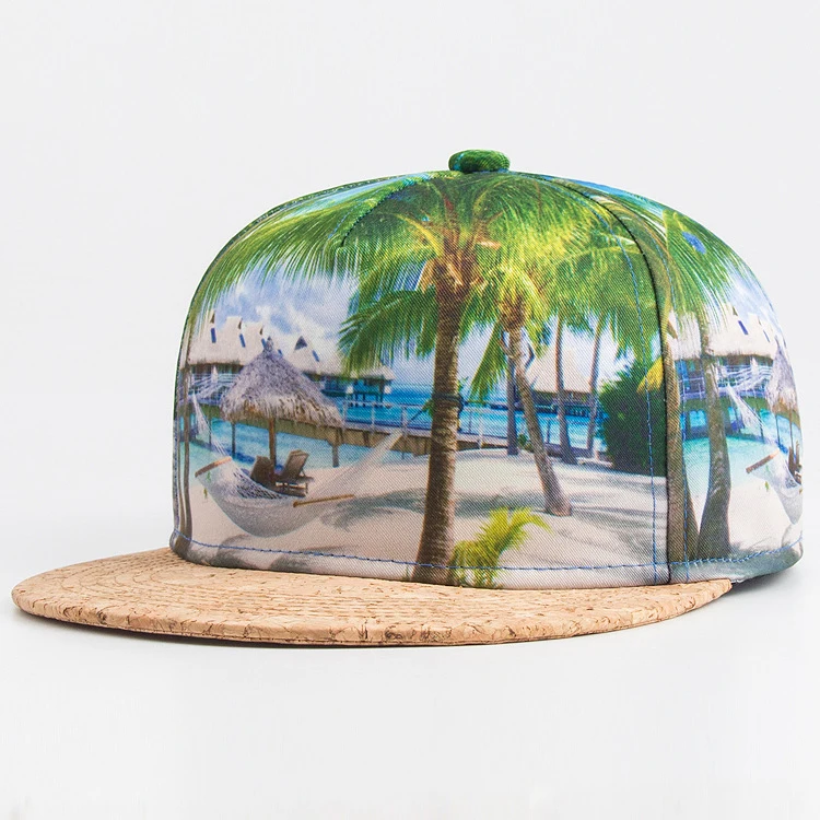 Custom print snapback flat 5 panel cap wholesale