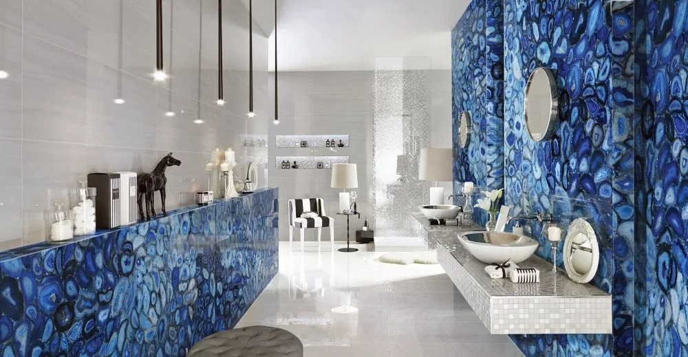 dark blue agate semi precious flooring