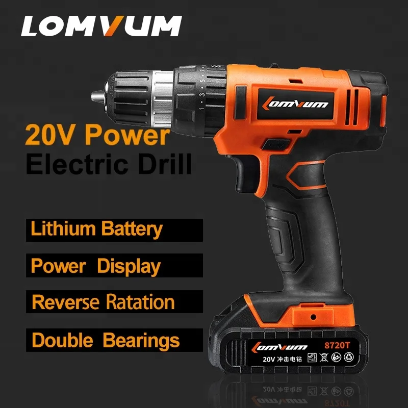 
LOMVUM 12V 18V 24V Trigger Switch Power Tools Cordless Drill Machine with Drill Bit 