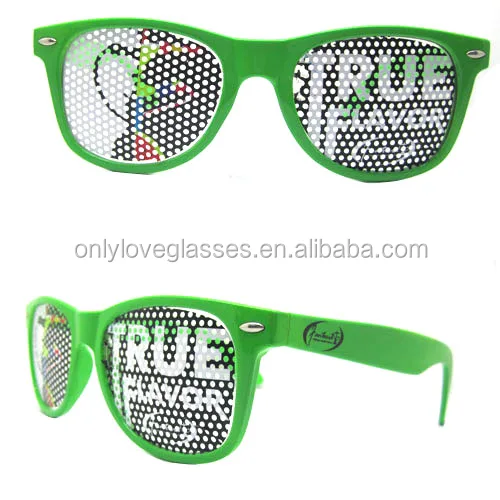Custom hot sale pinhole glasses, printed on lens sunglasses