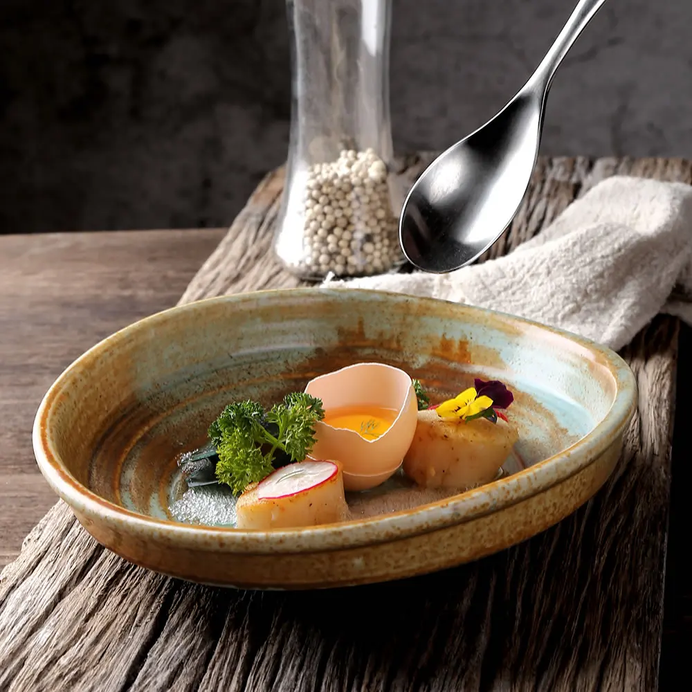 Factory direct wholesale matte irregular ceramic porcelain salad dinner plate,restaurant and hotel used dinner plates