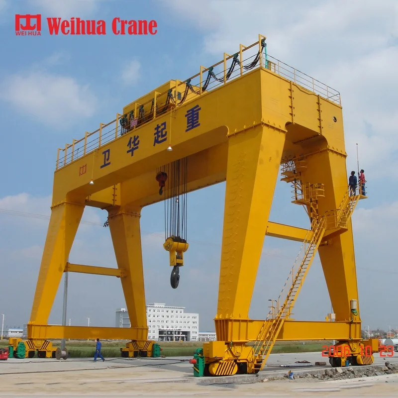 Weihua steel box beam structure gantry crane 35t 50t 5t 100t with winch trolley on rails