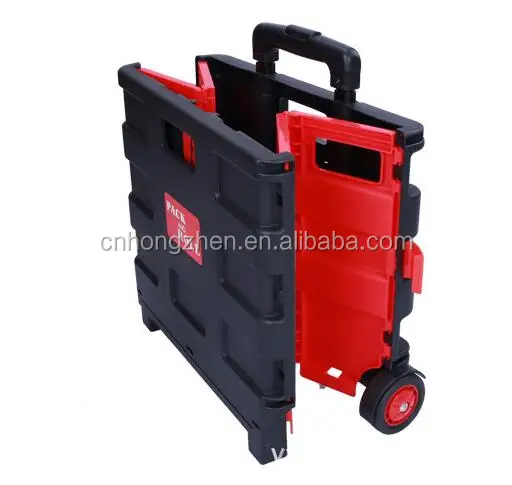 
fashion portable folding shopping trolley 35L Collapsible plastic Shopping Trolley Reusable Shopping Cart Adjustable Handle 