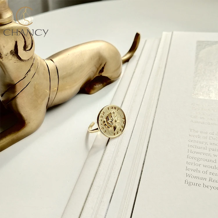 
Hot sale 925 sterling silver big gold coin finger ring 