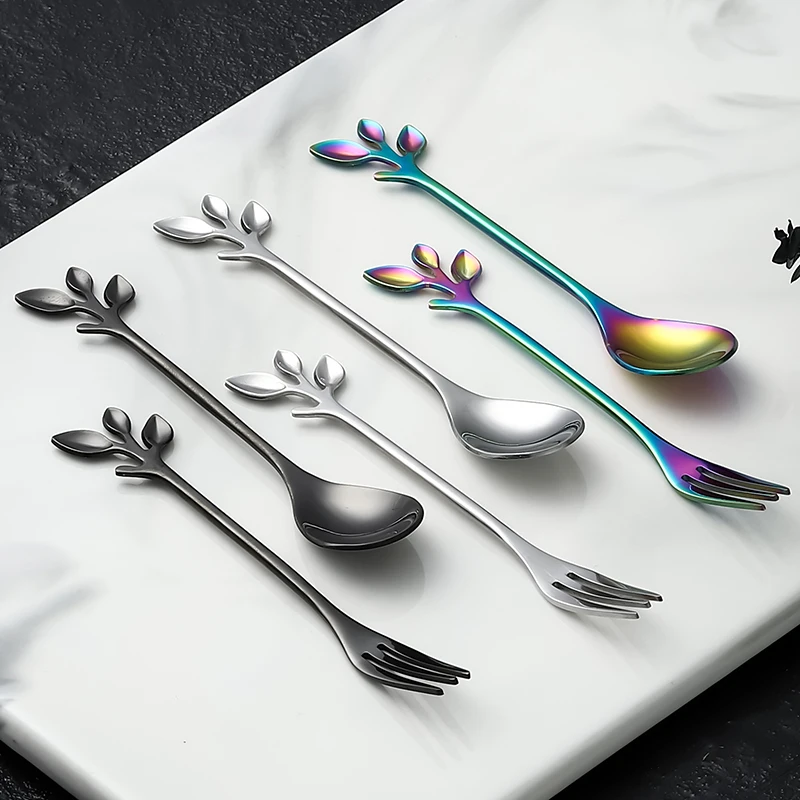 Посуда из нержавеющей стали, креативная Цветочная кофейная ложка, ложка для перемешивания, ложка для смешивания