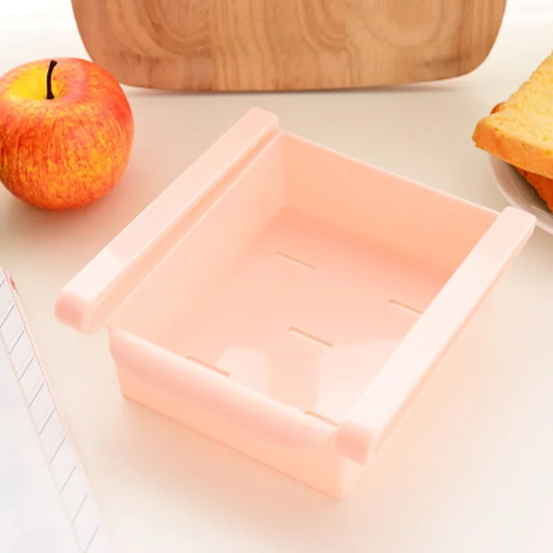 4 Pcs/lot Plastic Kitchen Refrigerator Storage Rack Fridge Freezer Shelf Holder Pull-out Drawer Organiser Space saver