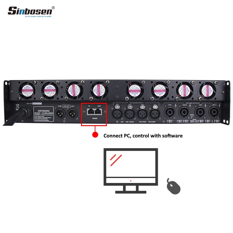 DSP-20Q профессиональный класс d аудио этап DSP модуль мощность караоке стерео усилитель 2000 вт 4