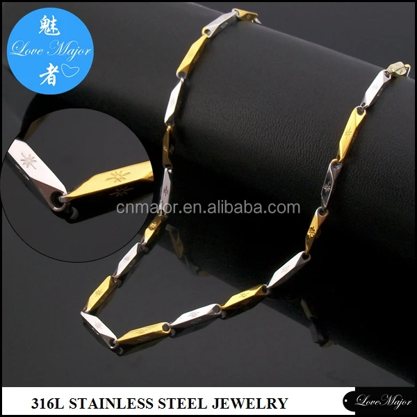 3mm surgical stainless steel Gold Bullet Arrow Stick link chain jewelry for Brazil Men