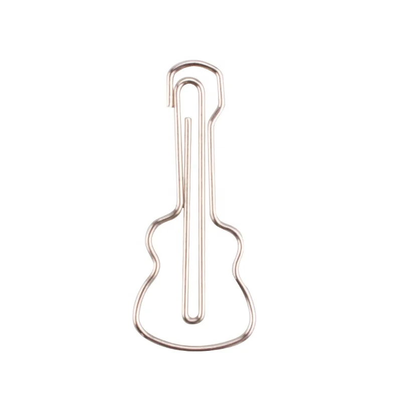 Rose Gold and Yellow Gold ,Metal silver color cute Guitar shaped paperclips bookmarks planner clips