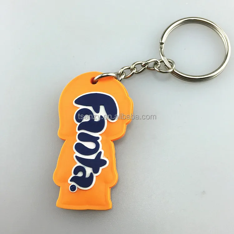 Promotional advertising gift soft PVC Fanta cartoon figure rubber key chains