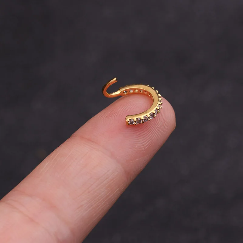 Silver And Gold Plated Copper Cz Hoop Clicker Helix Cartilage Earring Daith Snug Rook Tragus  Nose Piercing Jewelry Wholesale