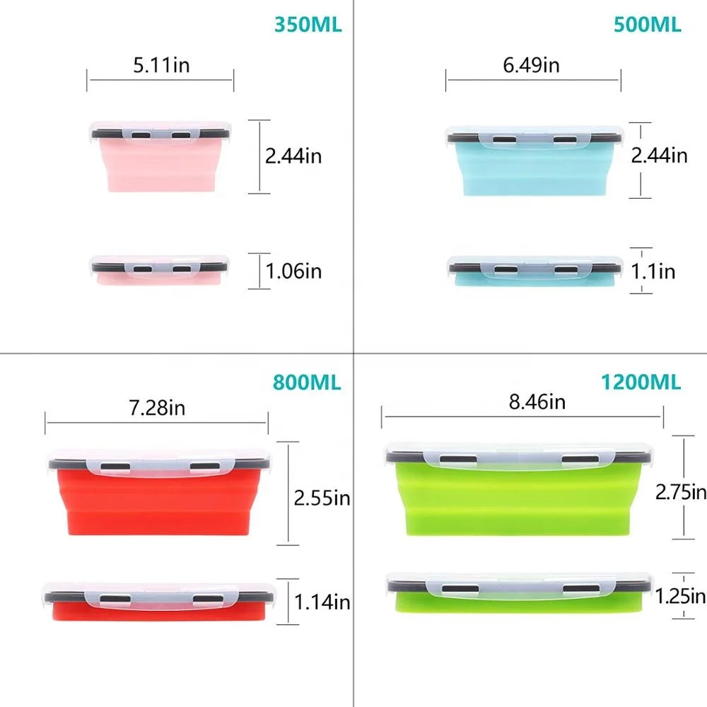 Set of 4 Collapsible Silicone Food Storage Container