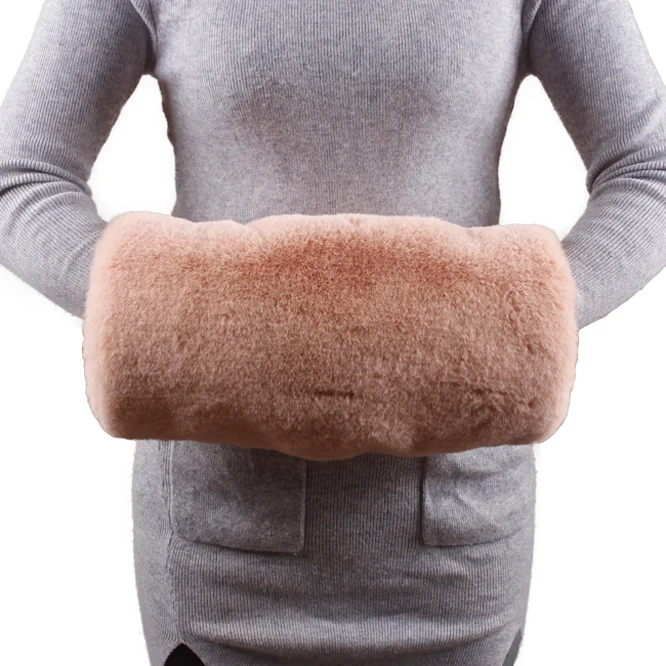 
Vintage Style Super Light Brown Soft Warmer Bridal Faux Fur Hand Muff 