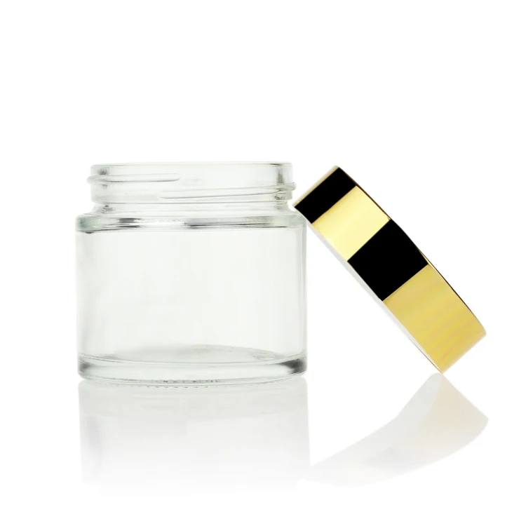 hot sale 60g clear glass jar 2oz face cream jar gold cap factory price
