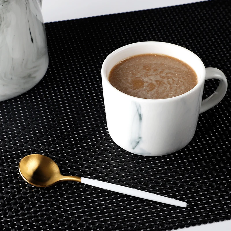 Hosen 28 Best Choice Manufacturer White Marbling Coffee Cup Set, Factory Porcelain Marble Tea Cup/