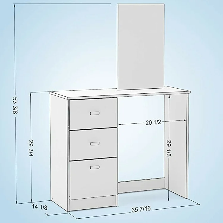 Easy assemble cosmetics dressing table White Color Makeup Organizer for vanity Vanities Desk with Mirror for Makeup