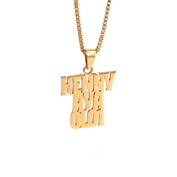 
Stainless Steel Hiphop Two Name Double Name Personalized Gold Necklace 