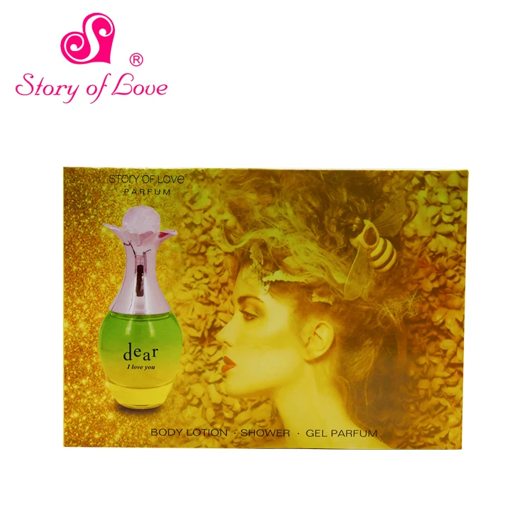 Lemon yellow sexy perfume lady gift set with 5pcs