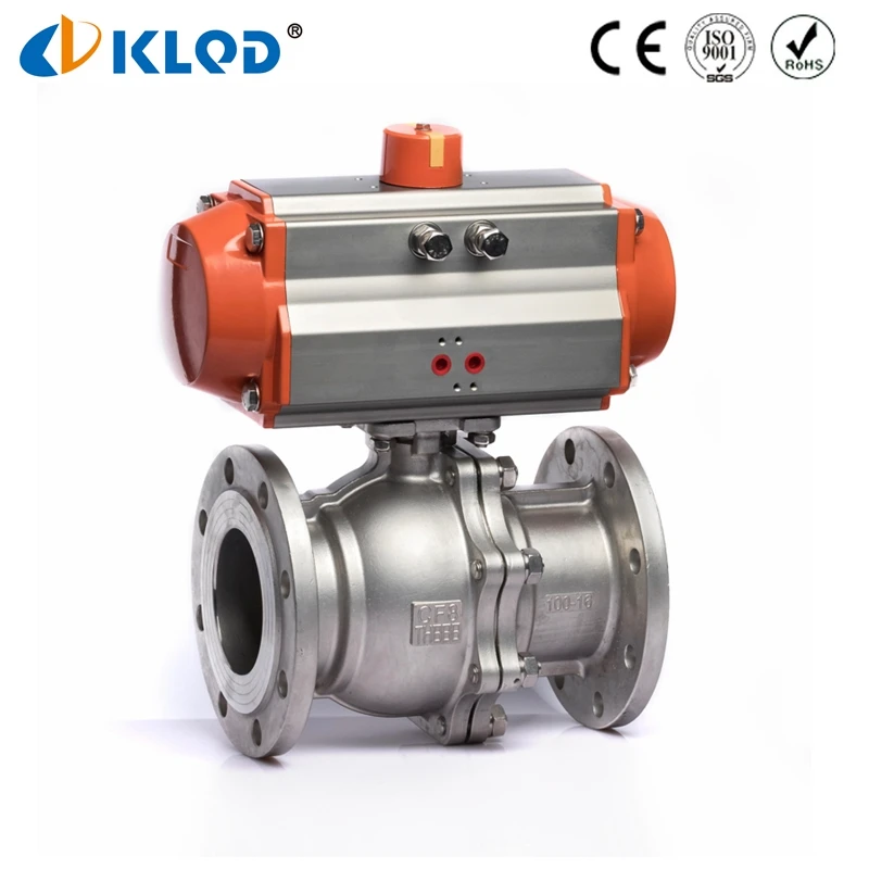 304 316 Flange Pneumatic Actuated Stainless Steel Ball Valve