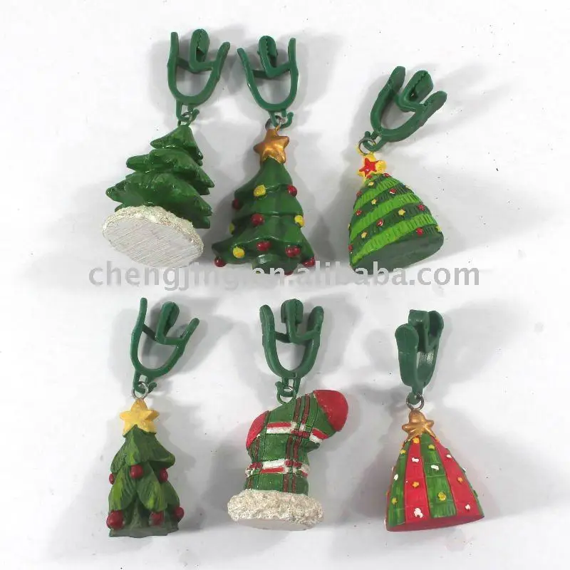 handmade unique decor Christmas Tablecloth Clips S/6 Polyresin