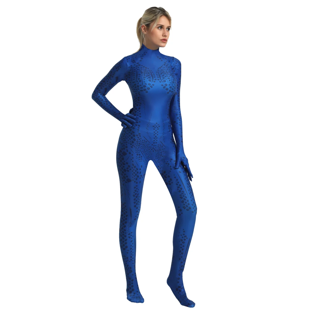 Мистика женские туфли синего цвета X человек костюм из спандекса для костюмированной вечеринки на Хэллоуин Люди Икс костюмы зентай костюм