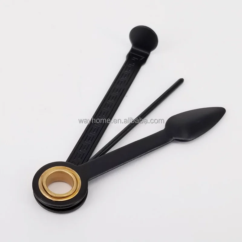 Black 3-in-1 Tobacco Smoking Pipe Cleaning Tool Tamper Pick Spoon Reamer Stainless Steel