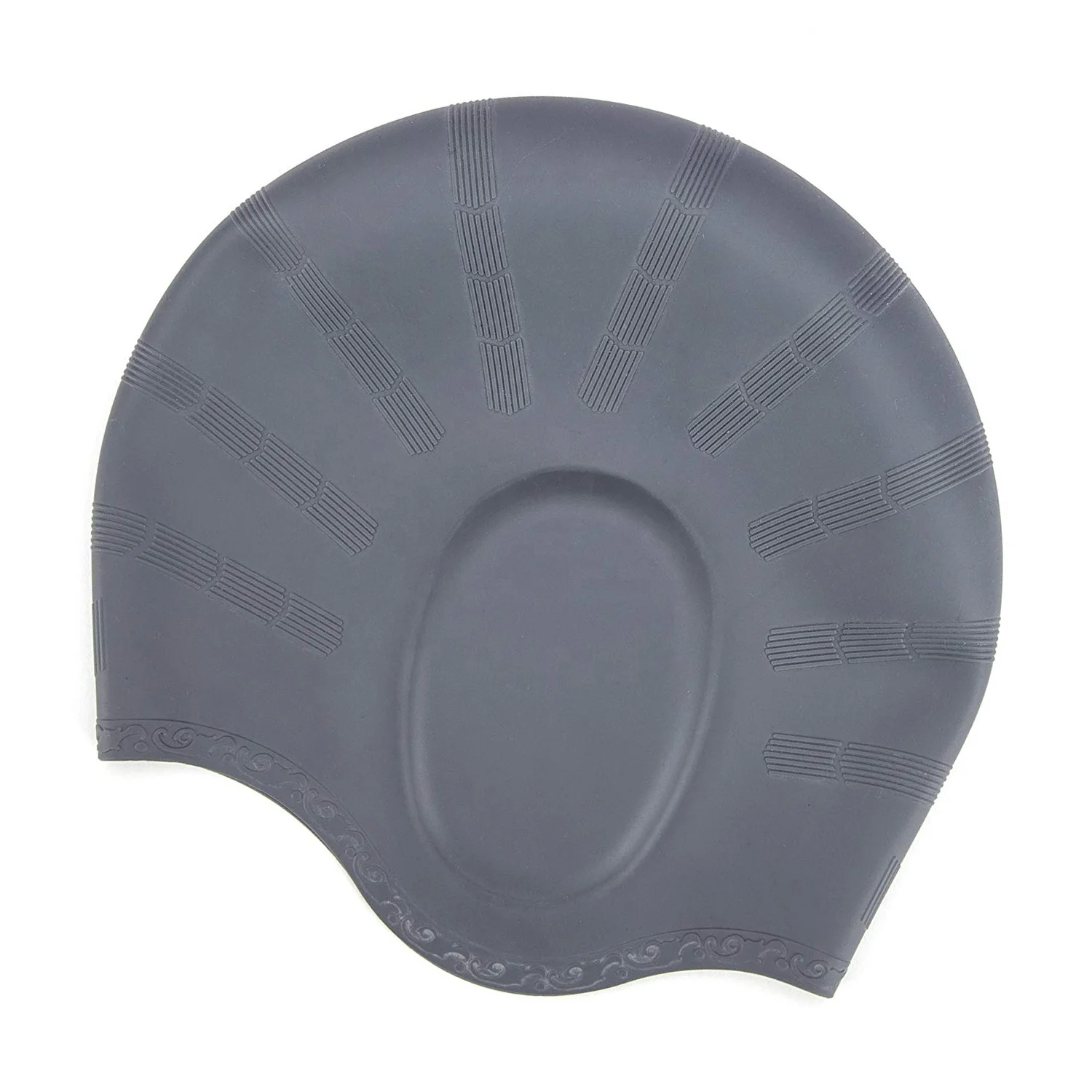 
Grey Novelty Waterproof Ear Protective Adult Custom Silicone Swim Cap 