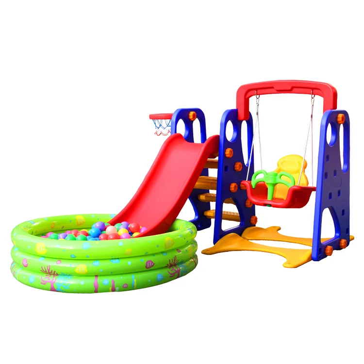 Kindergarten Indoor plastic slide and swing playground equipment set for kids
