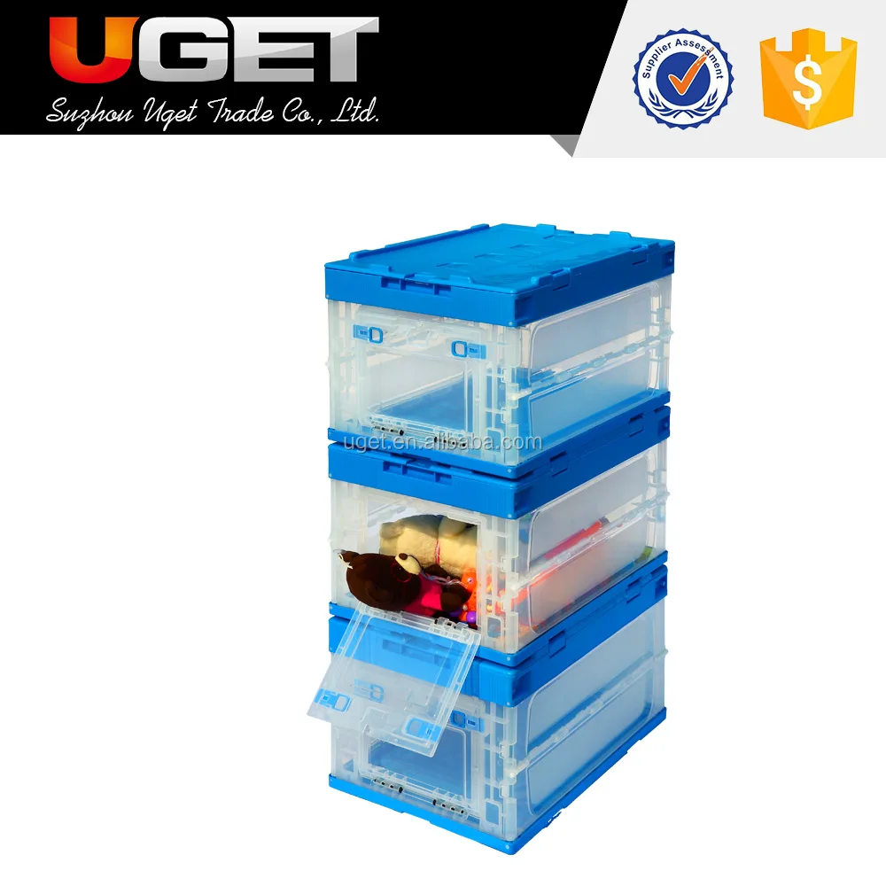 
Factory Directly Sales side door lid foldable collapsible plastic crate 