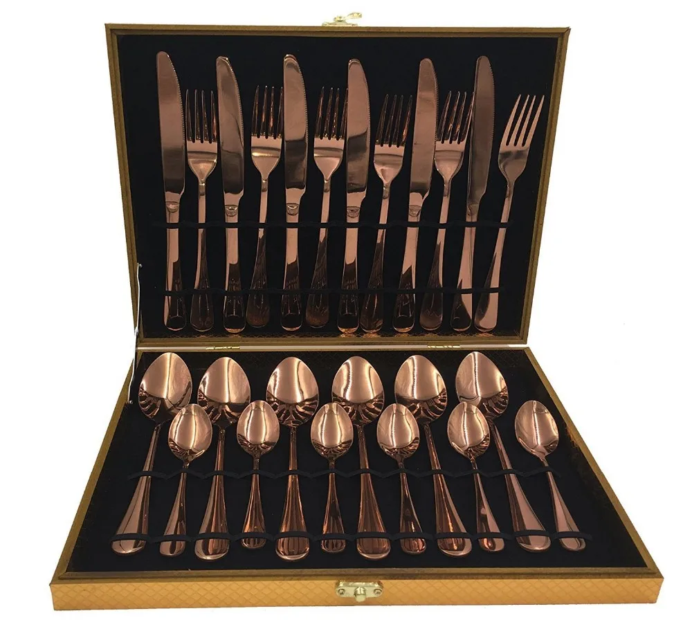 20pcs stainless steel copper colored flatware set jieyang cutlery set