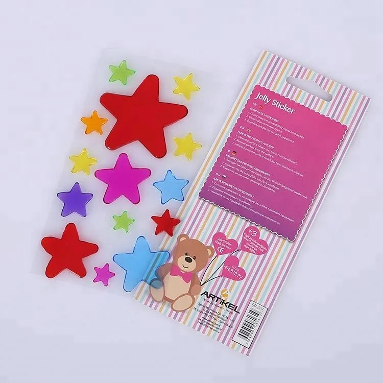 
2019 high quality romantic starshape valentine gel cling and jelly window gel sticker for decoration 