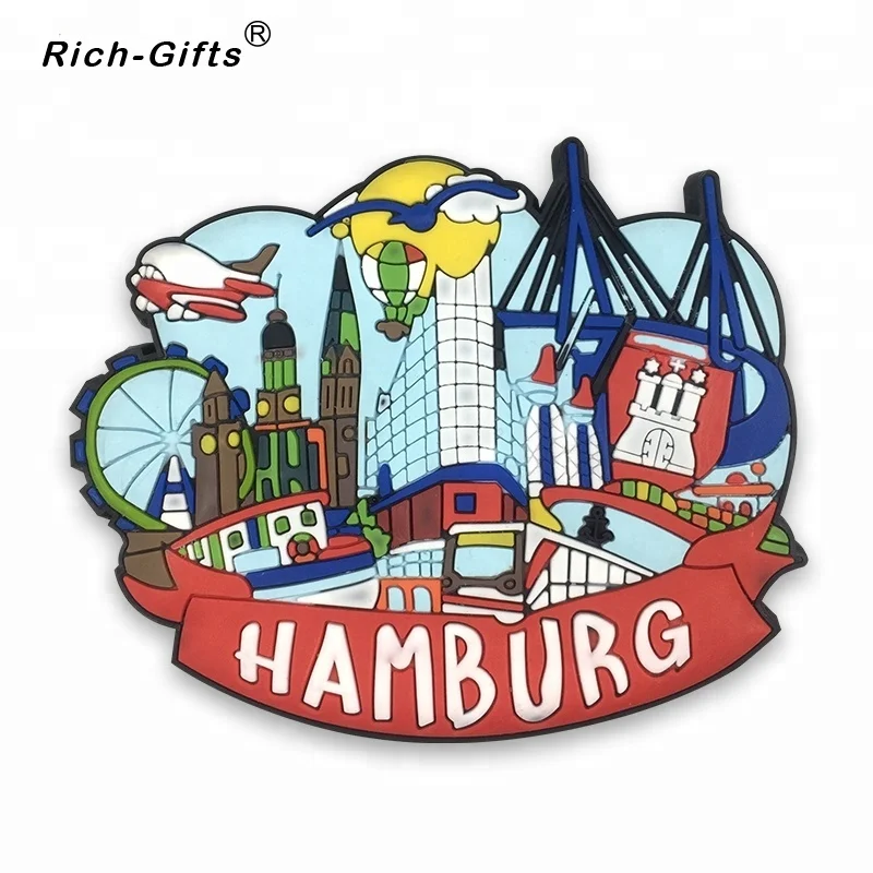 
Hamburg Tourist Souvenir PVC Fridge Magnets For Germany 