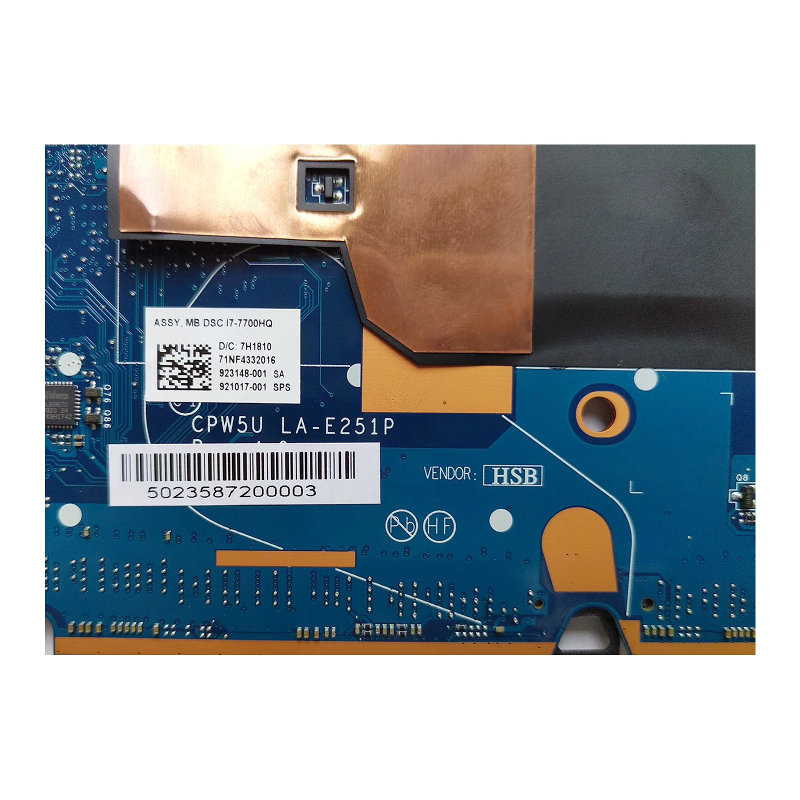 921017-001 923148-001  FOR HP  Zbook Studio G4 15  G4  motherboard I7-7700HQ LA-E251P